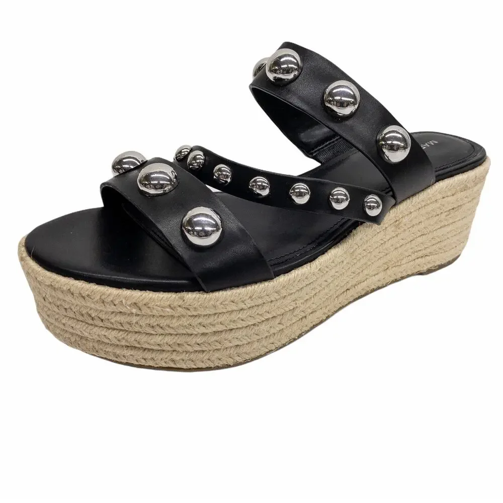 Marc Fisher Jalyn Embellished Espadrille Platform Sandals Women 10 Black